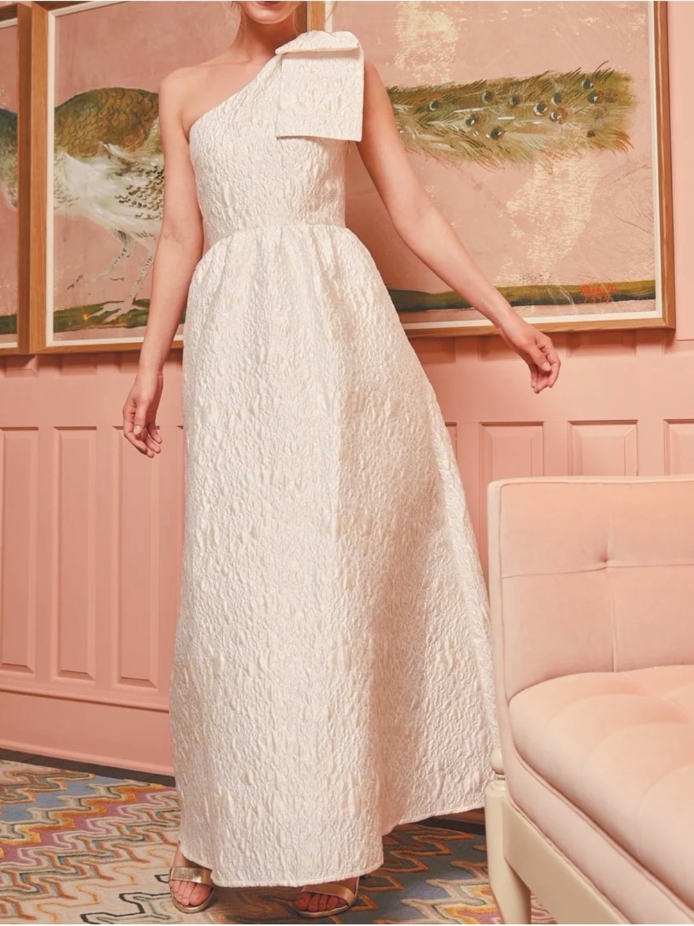 Abbey glass Caroline Gown White Bubble Jacquard sz XL
